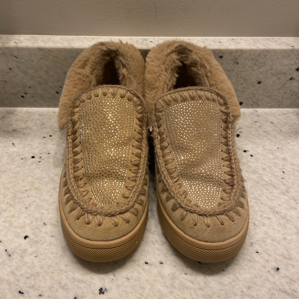 NWOT Blondo Waterproof Faux-Fur & Genuine Suede Ava Moccasin Shoes Sand Suede